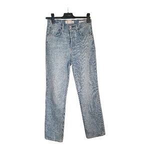 Denim Forum The Joni High Rise Loose Light Wash Button Fly  Denim Jeans